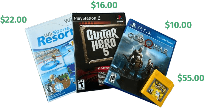 Game cover art with prices